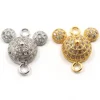 Wholesale Mouse Mickey Connectors For Jewelry making,Gold Plated Metal Pave Crystal Bracelet Findings