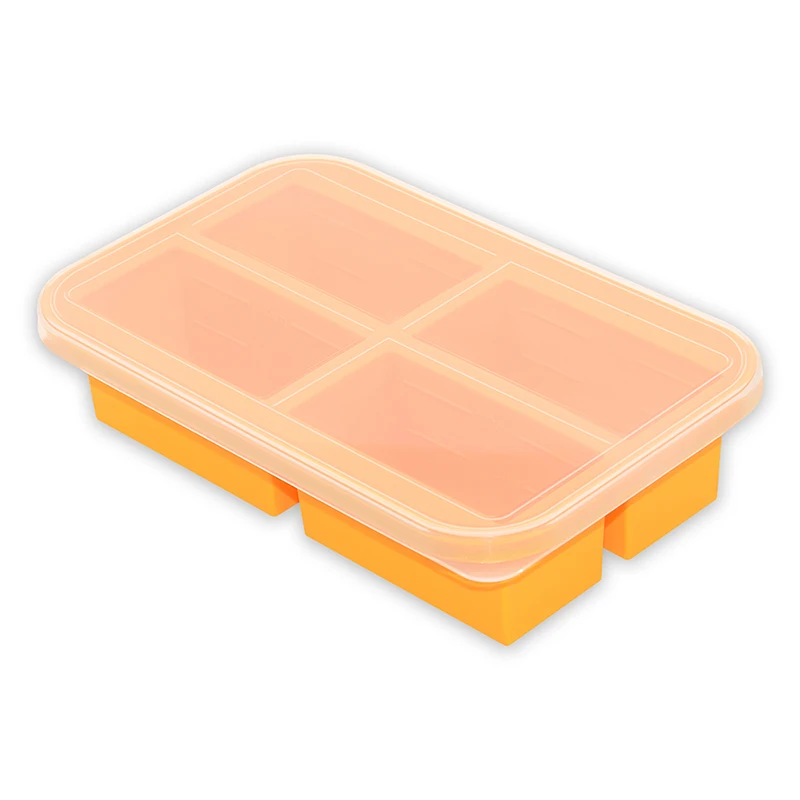 Jumbo Size 4 Cavity Extralarge Silicone Freezer Food Container Tray