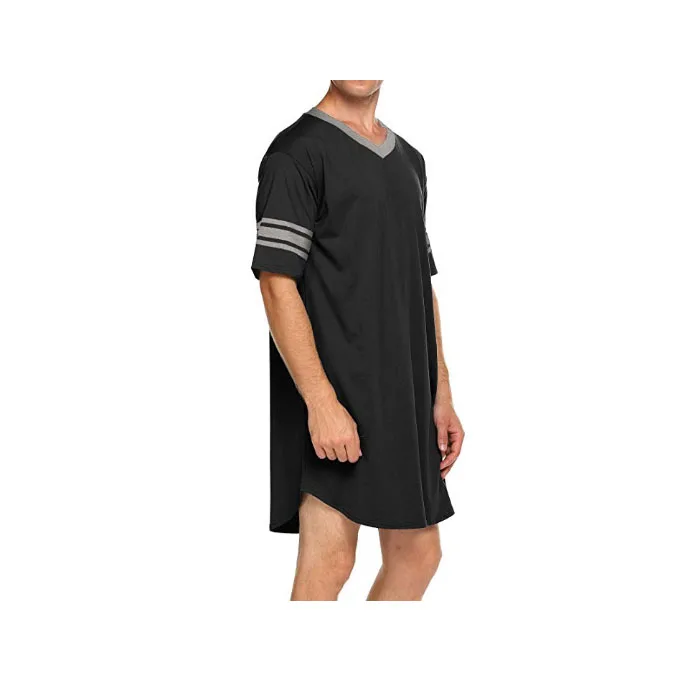 N //C Mens Nightwear Comfy Nightshirt Big/&Tall V Neck Short Sleeve Soft Loose Pajama Sleep Shirt