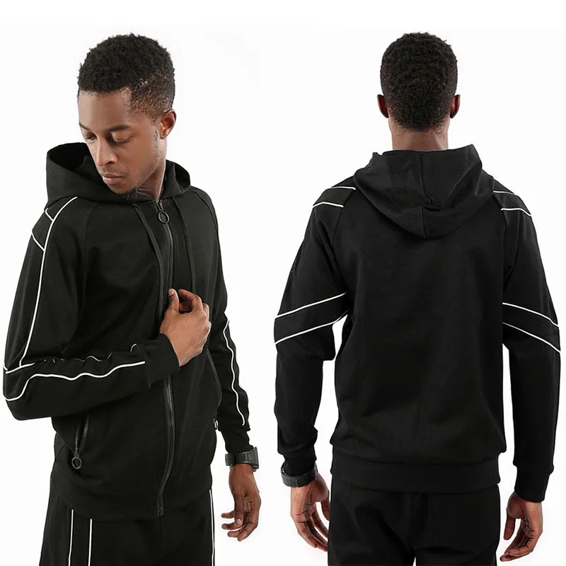 Custom Fitted Sweatsuit 2 Piece Mens Sport Hoody Jogging Plain Tracksuit