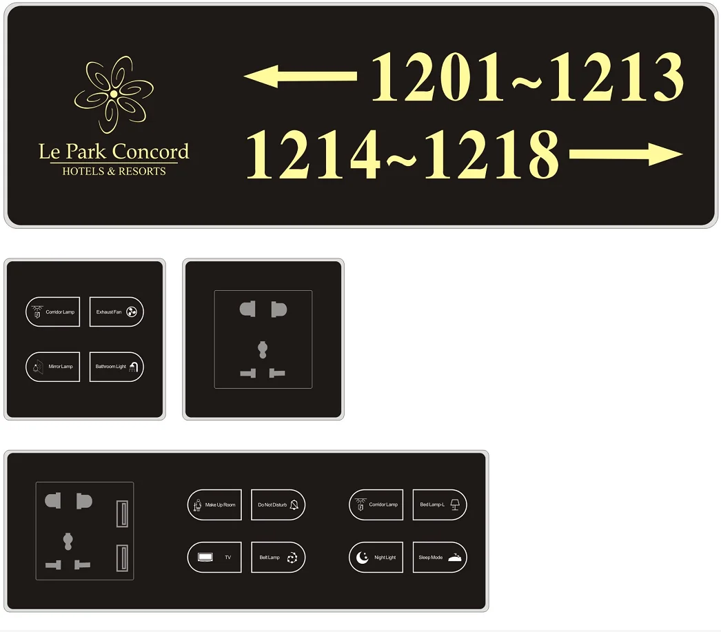 Custom Logo Hotel Doorplate Switch with 5 Years Warranty and Standard 86 Bottom Box for Easy Installation