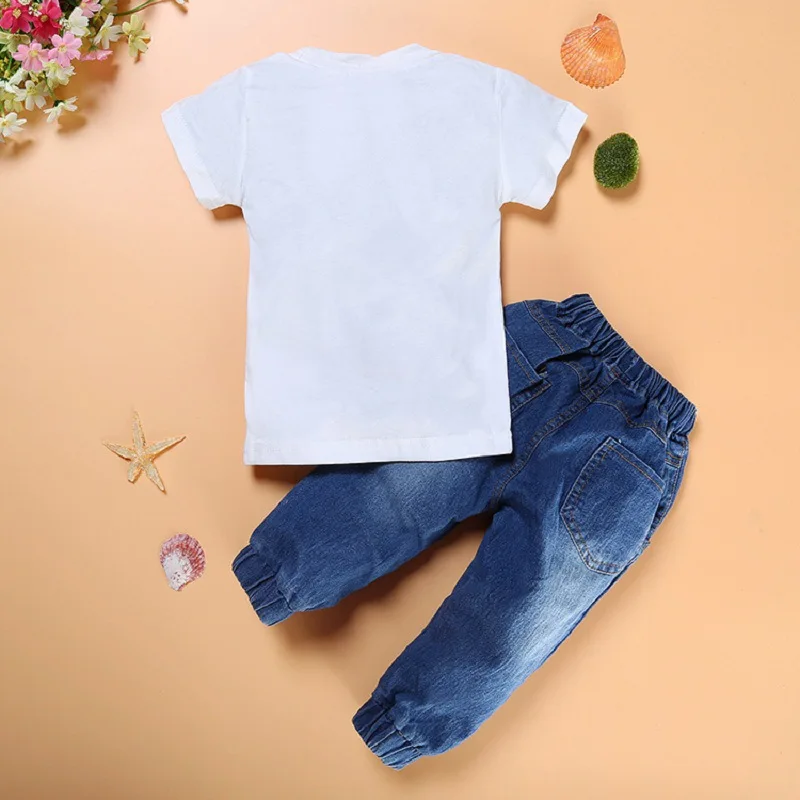 New Hot Popular Fashion Short Sleeve Tshirts Denim Pant Three Pieces