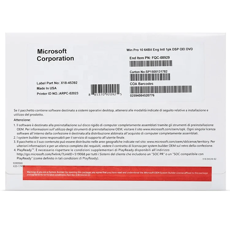 100% Working Microsoft windows10 Pro key Software DVD OEM Package win10 professional  FPP coa sticker_6