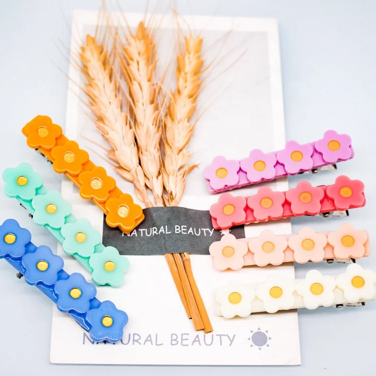 INS hot sell cute hair clip bright colors acrylic acetate flower hair clips