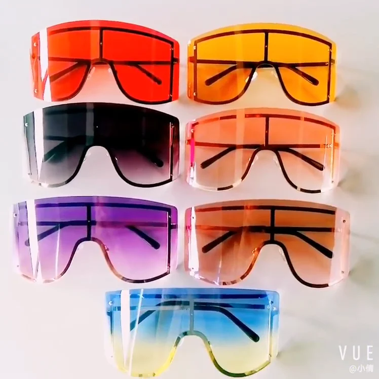 Guvivi Oversized Rimless Sunglasses Fashion Women Big Size Sun Glasses