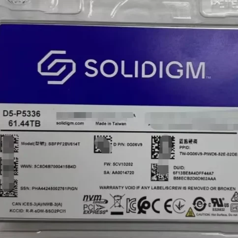 Close-up of an enterprise U.2 SSD labeled with capacity and model number