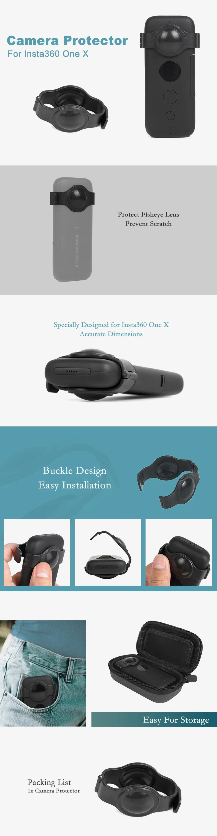 Kunststoffgehäuse Fisheye Lens Protector Cover für Insta360 One X Kamera