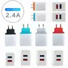 Fast 5V 2.4A EU US Plug Dual color USB Ports Home Travel USB Wall Charger AC Power Adapter For huawei Samsung iphone ipad