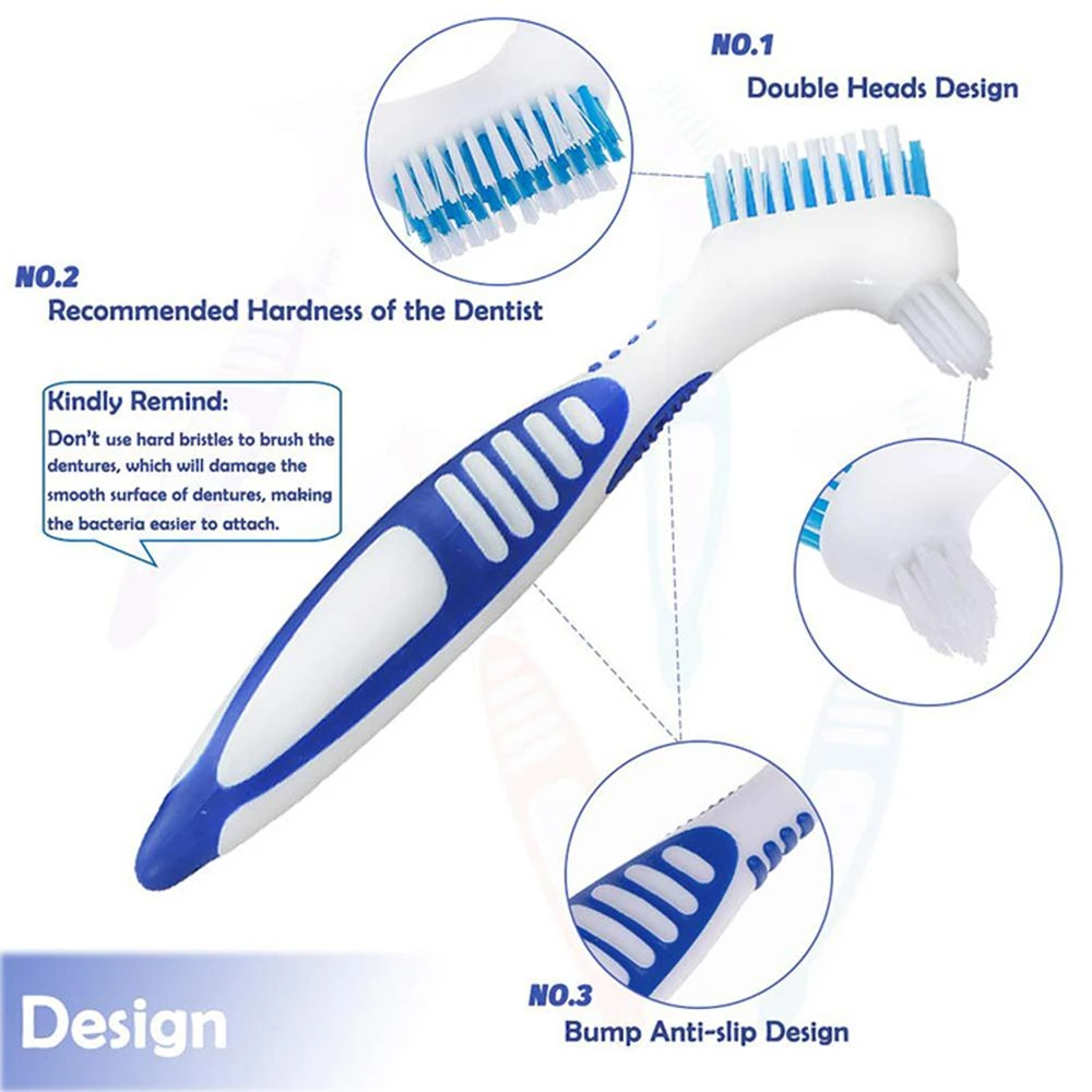 Denture Brush Toothbrush Multi-tufted Bristles Deep Cleaning Denture 