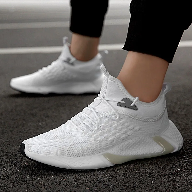 Latest Men s Shoes Breathable Knitting Fabric Shoes New Design Athletic Sneaker Men Sports Shoes