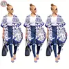 9081924 queenmoen new fashion autumn digital floral print short sleeve long woman cardigan for ladies fall