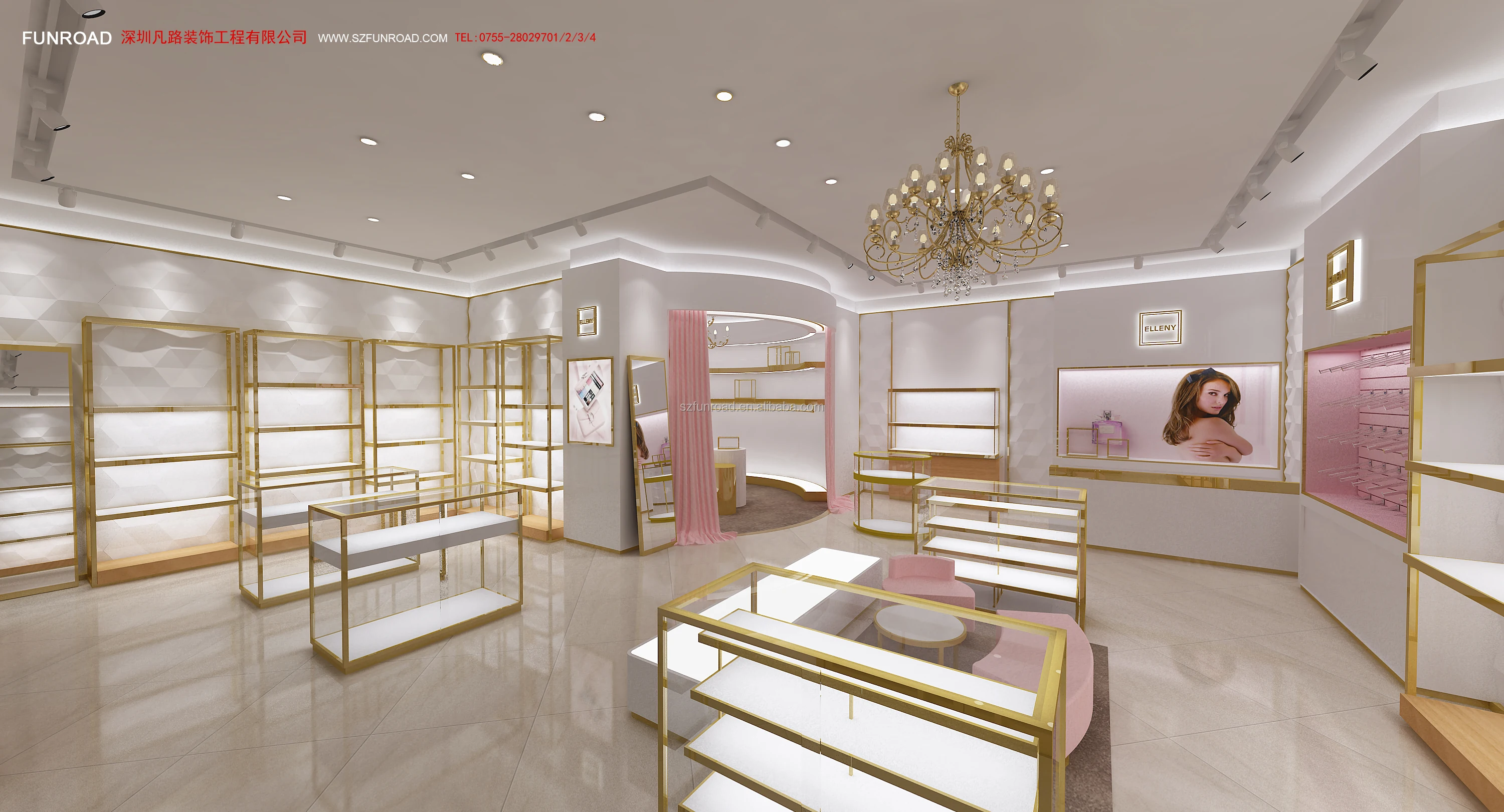 luxury design Custom jewelry display counter Jewelry Shop Fitting for jewelry boutique