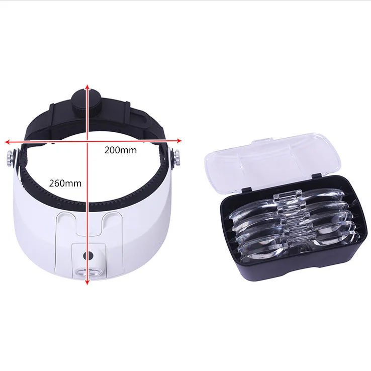 MG81001-H 1.0X 1.5X 2.0X 2.5X 3.5X 5 Lens Detachable Medical LED Helmet Magnifier Optivisor Headlight Glass Magnifying Glass