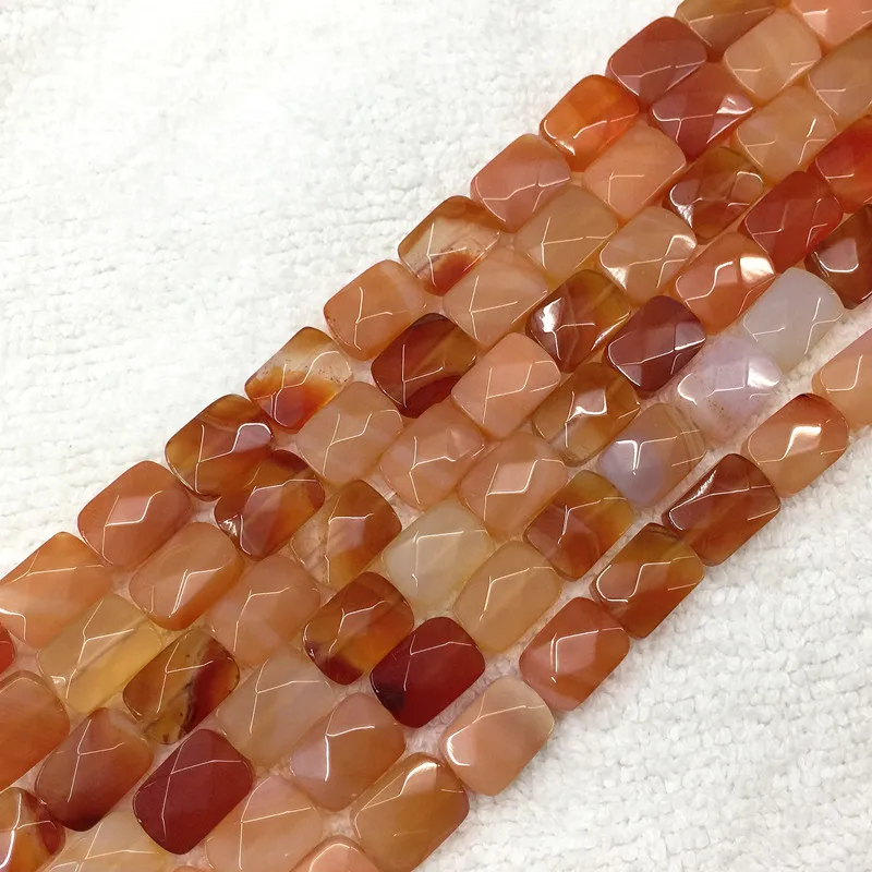 Stone Beads Wholesale Faced Nature Red Agate Squared 8 Mmx11mm Bead For