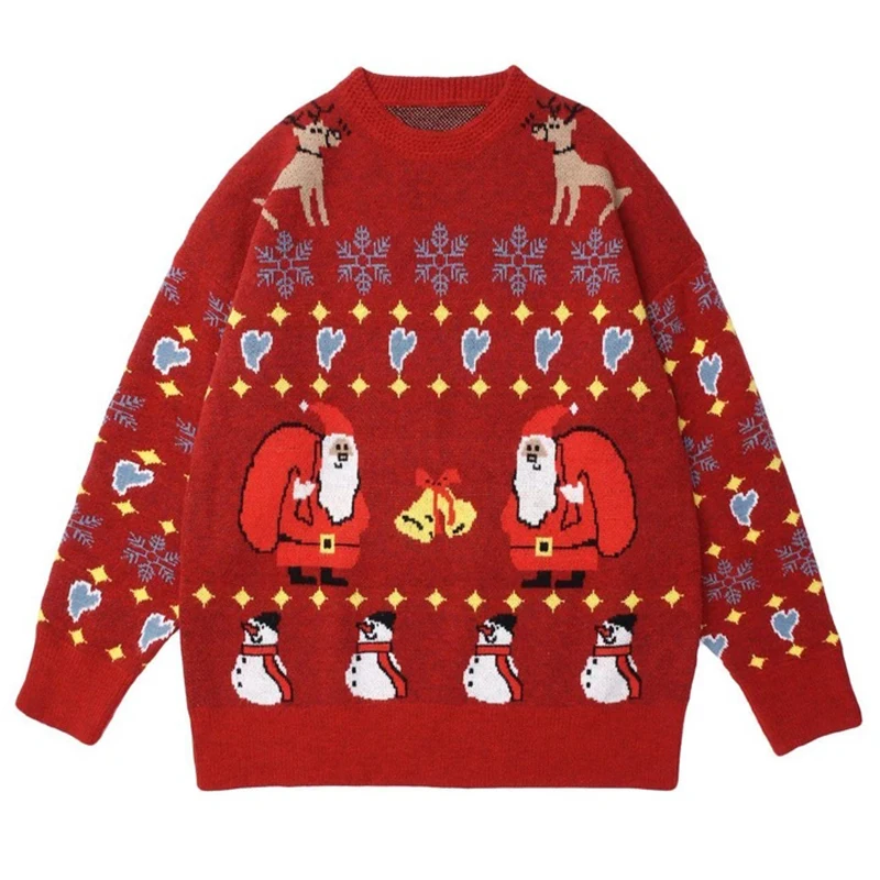 DiZNEW Factory Custom Men Holiday Reindeer Snowman Santa Snowflakes Christmas Sweaters manufacture