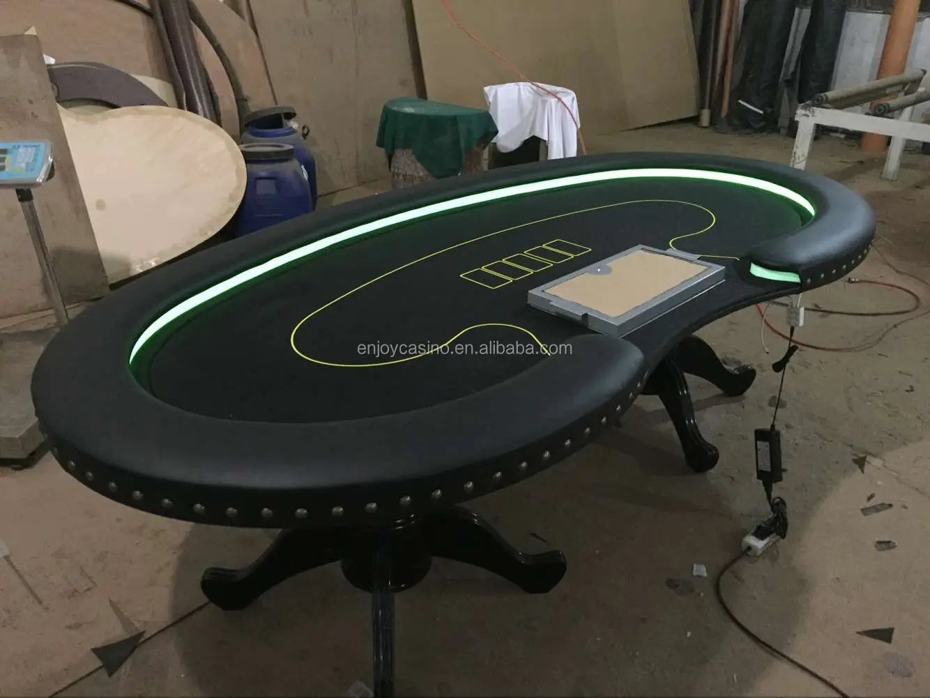 96 Inch Casino Professional Oval Poker Table With Deluxe Chrome Legs