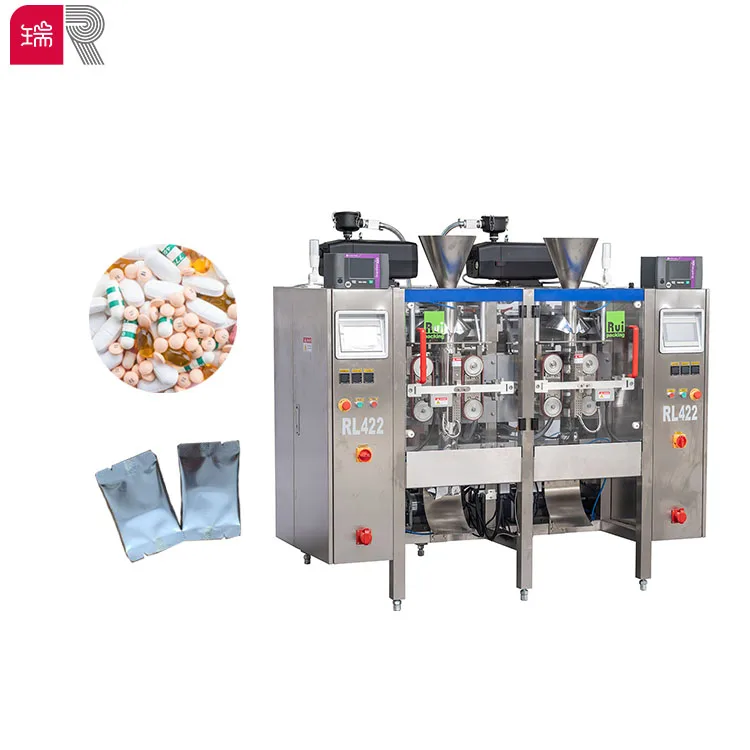 Rl Automatic Vertical Twin Pouch Packing Machine With Multi Head Weighers For Pill Gummy