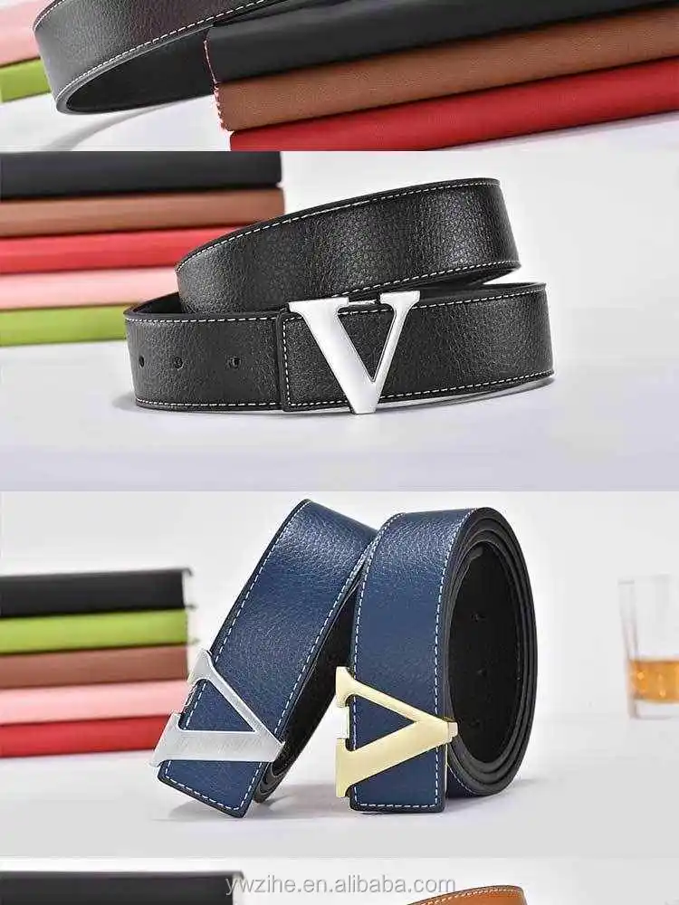 V Letter Luxury Famous Brand Genuine Leather Belt High quality
