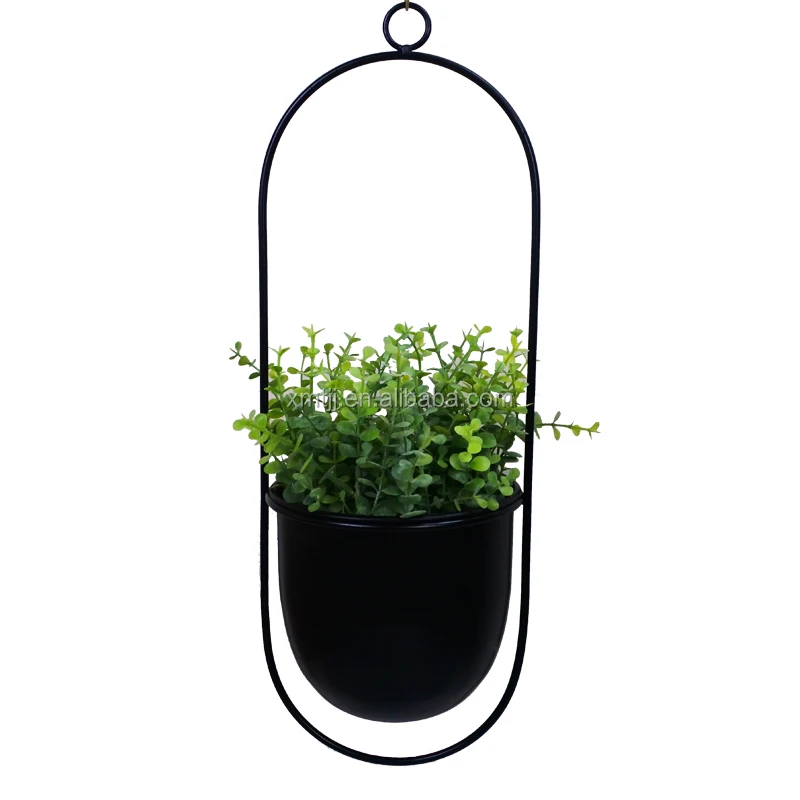 Modern Black Metal Plant Hanger,Metal Wall Ceiling Hanging Planter ...