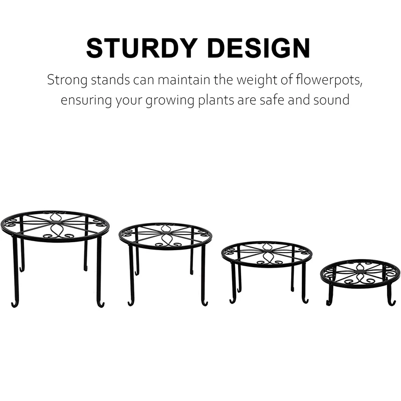 4 Pack Metal Plant Stands For Flower Pot Heavy Duty Potted Holder