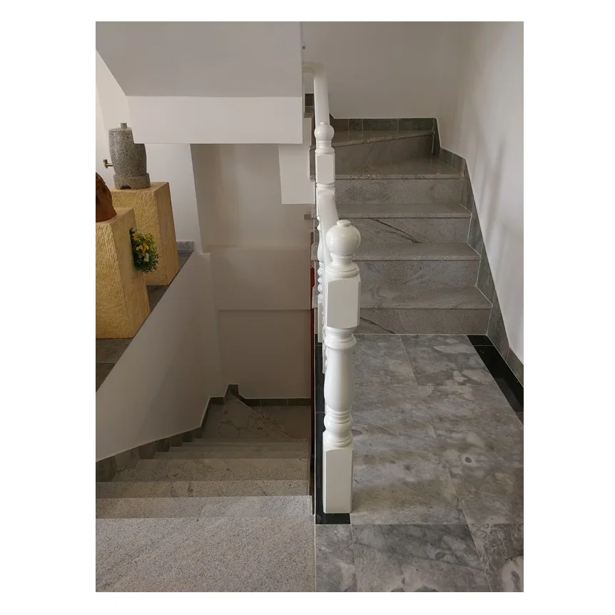 Customized Project Natural Santiago White Grey Granite Interior Modern Stone Stair Step Treads