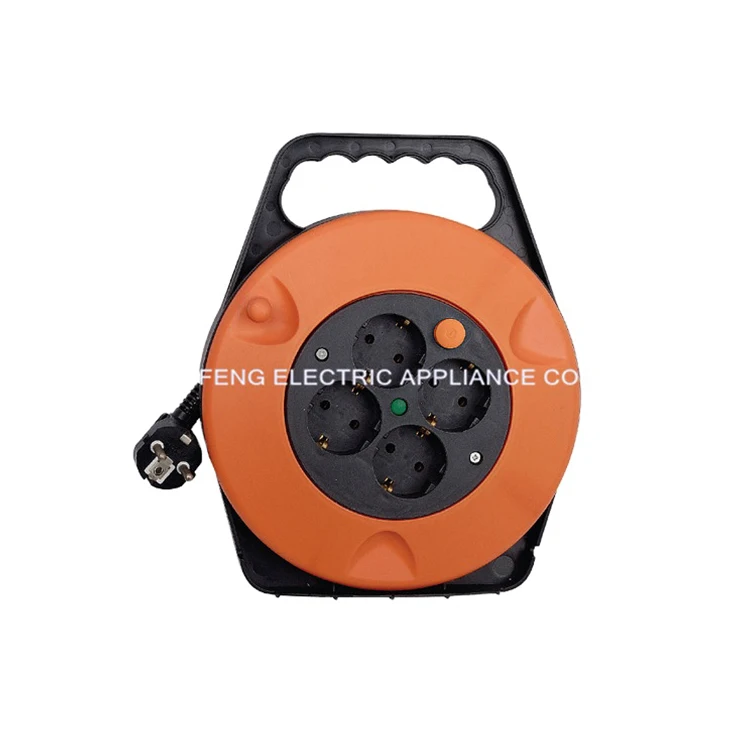 Multi Way Round Uk Electrical Power Sockets Extension Cable Reel Socket