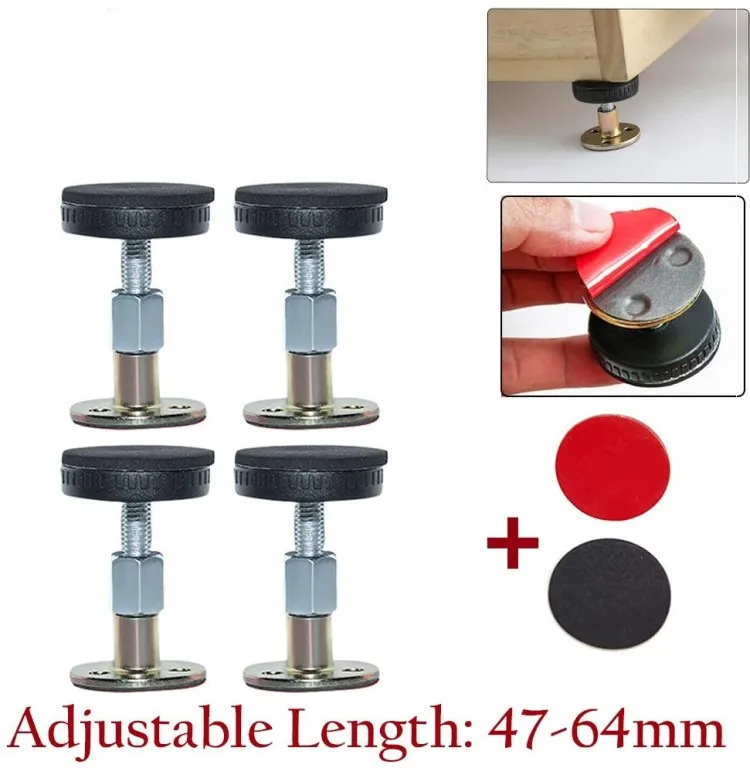 49-68mm, 2pc Anti-Shake Tool Telescopic Support for Room Wall Adjustable Threaded Bed Frame Easy Install