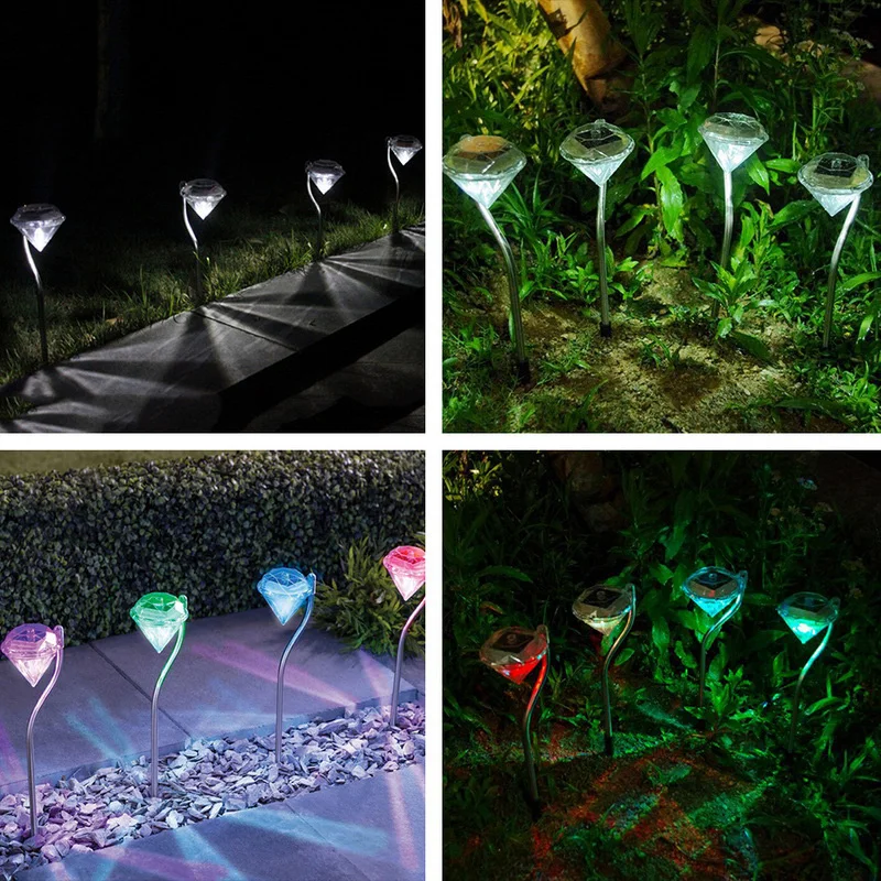 Stainless Steel Diamond-Shape solar garden light decorative lawn lamp  Outdoor garden decoration light manufacture