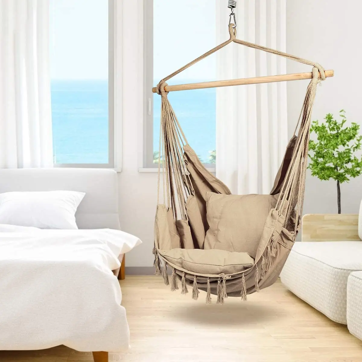 绳索吊床椅子秋千座位露台秋千挂在吊床椅子为孩子们