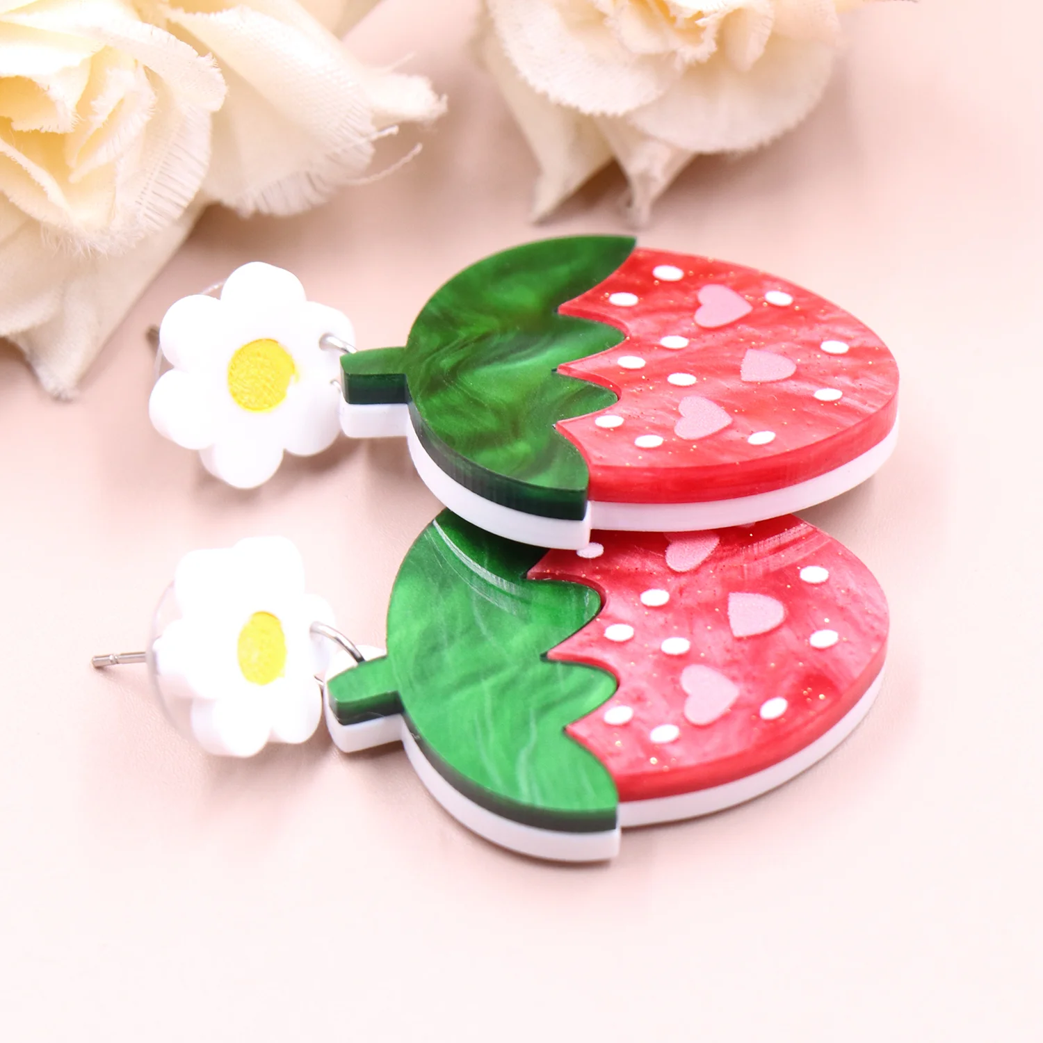 ERS767ER1649 1pair Top fashion CN Drop strawberry cute Acrylic earrings Jewelry for women factory