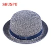 High Quality Cute Summer Visor Fedora Paper& Cotton Braid Round Brim cap/ cowboy hat straw