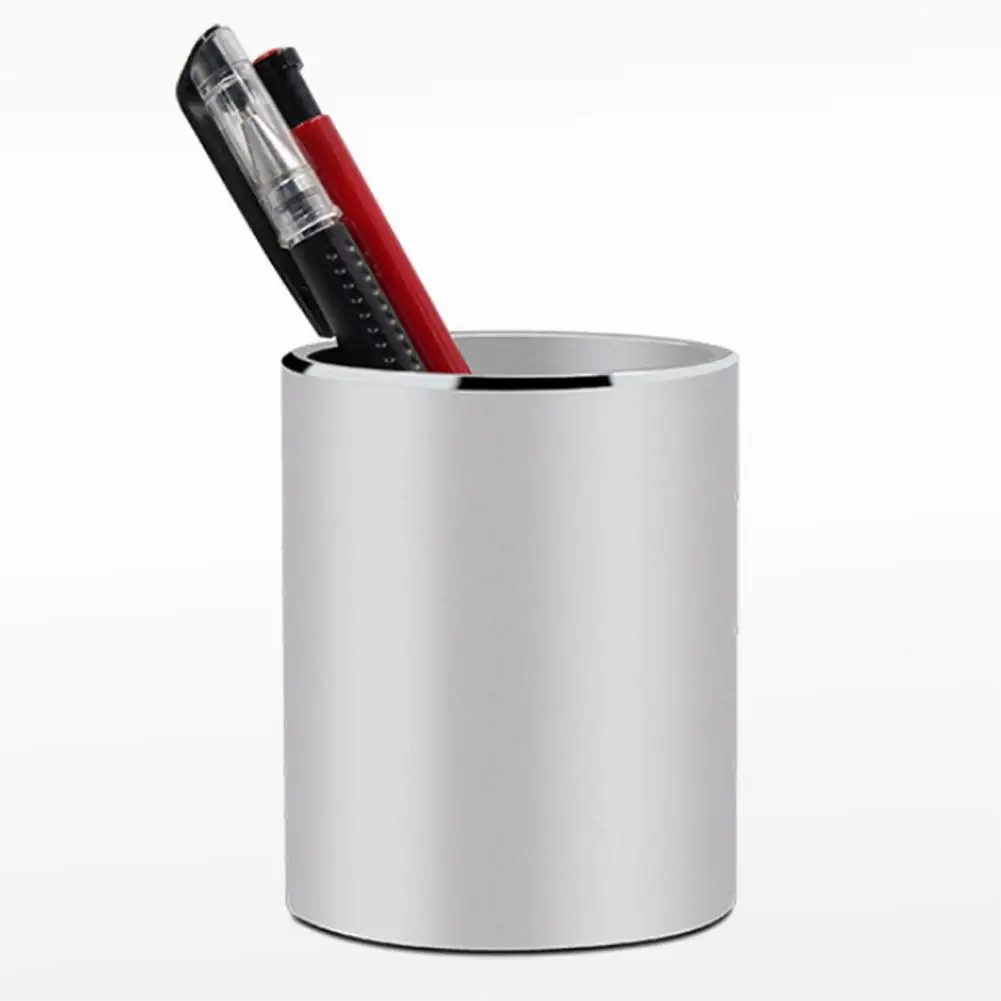 Vaydeer Metal Pen Holder Aluminum Pencil Holder for Desk, Round Desktop Organizer and Silver Pencil Cup for Office, School, Home