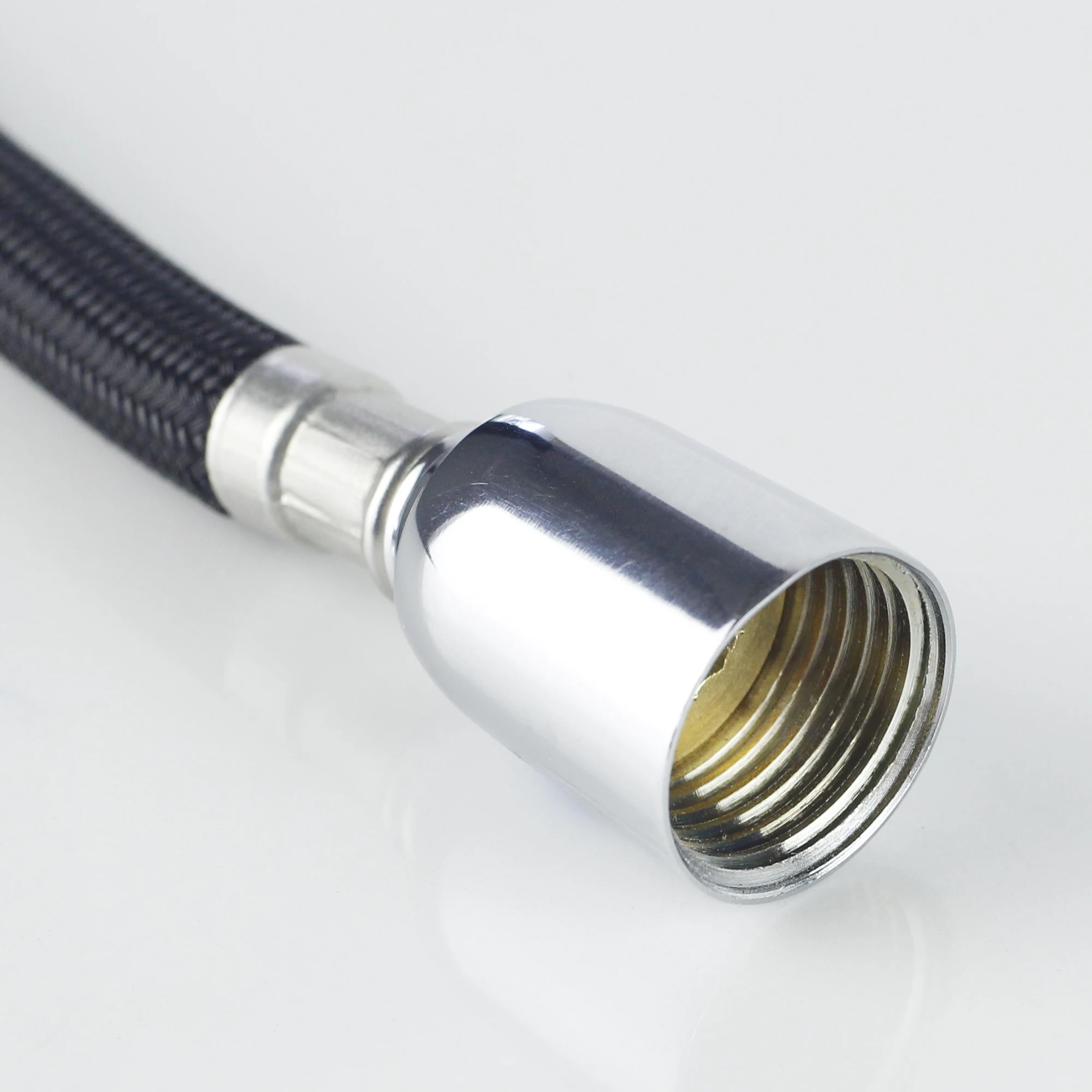 Black Nylon Braided Flexible Hose For Pull Out Down Kitchen Faucets