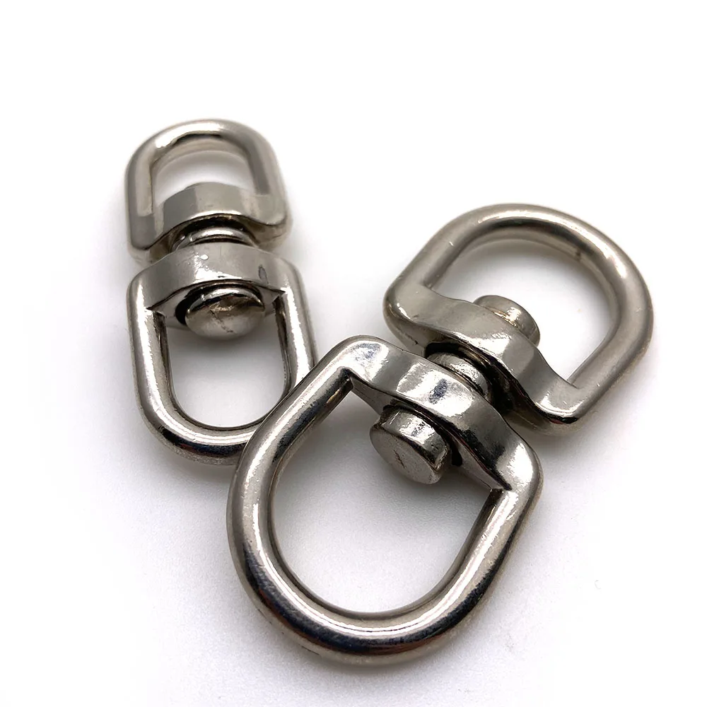 China Supplier Rigging Hardware Nickel Plated Stainless Steel Double Ended Eye Rotating Carabiner Hook Ceiling Hooks