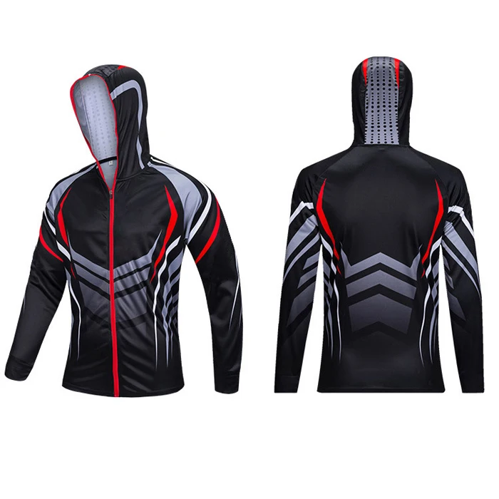 Wholesale 2020 New Design Sublimated Long Sleeve Fishing Wear Shirt With Hood Breathable Fishing Jersey