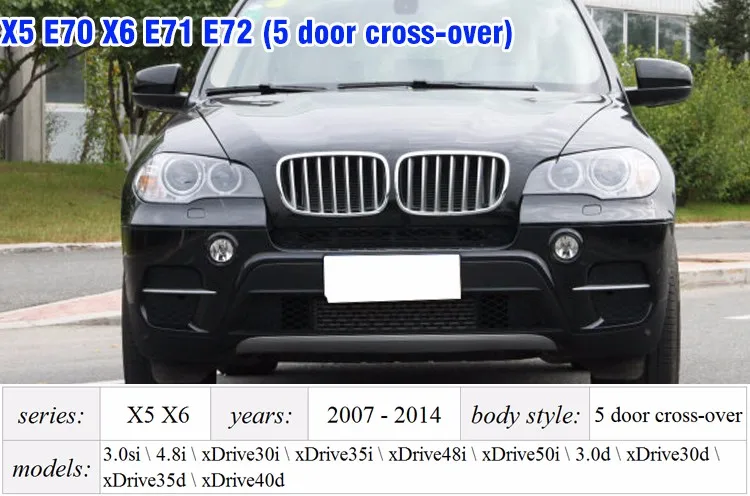 M for BMW E70 E71 Metal Look Gloss Black X5 X6 Front Grille Twin xDrive30i