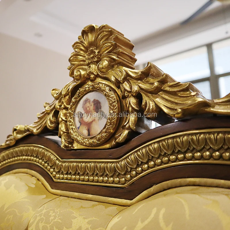 French Luxury home furniture Italian royal style wooden antique sofa set sectional sofa for hotel lobby villa  Living room