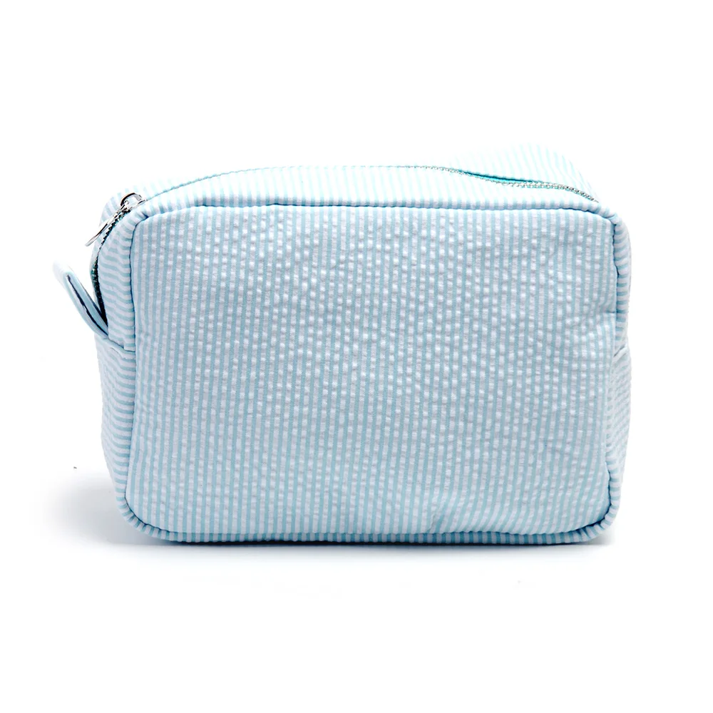 Seersucker Cosmetic Bag Travel Makeup Bag Zipper Pouch For Women Girl ...