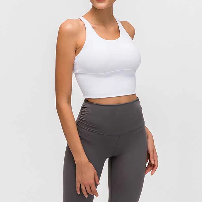 女式运动胸罩十字交叉高冲击瑜伽跑步无线胸罩-瑜伽健身房锻炼胸罩