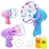 Custom automatic kids electric toy musical soap water bubble gun with extra refill bottle