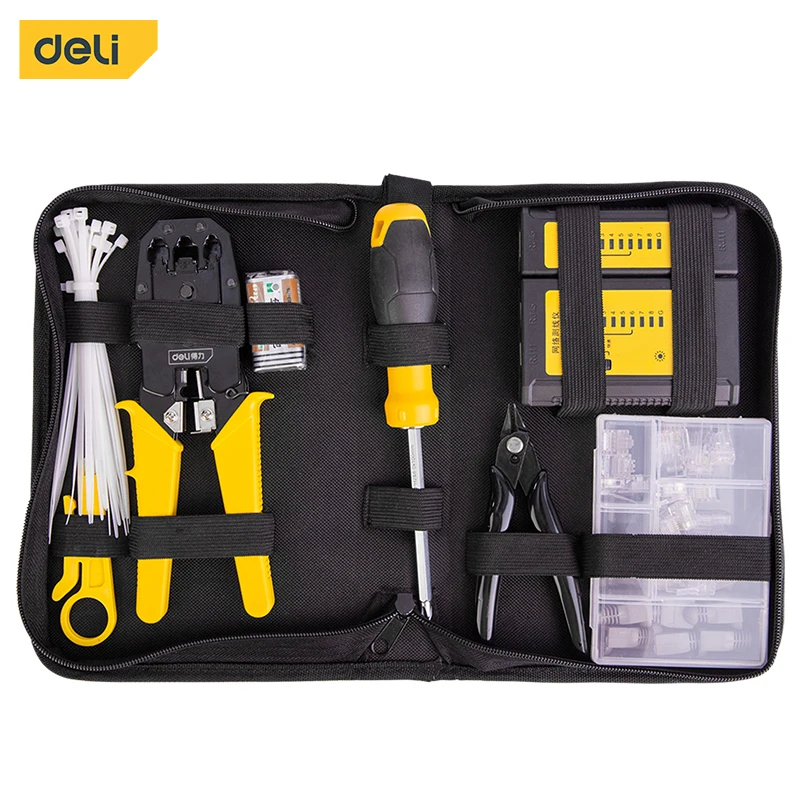 Deli Tools Dl380008 Hand Tool Set Rj45/12/11 Screwdriver Crimping Lan
