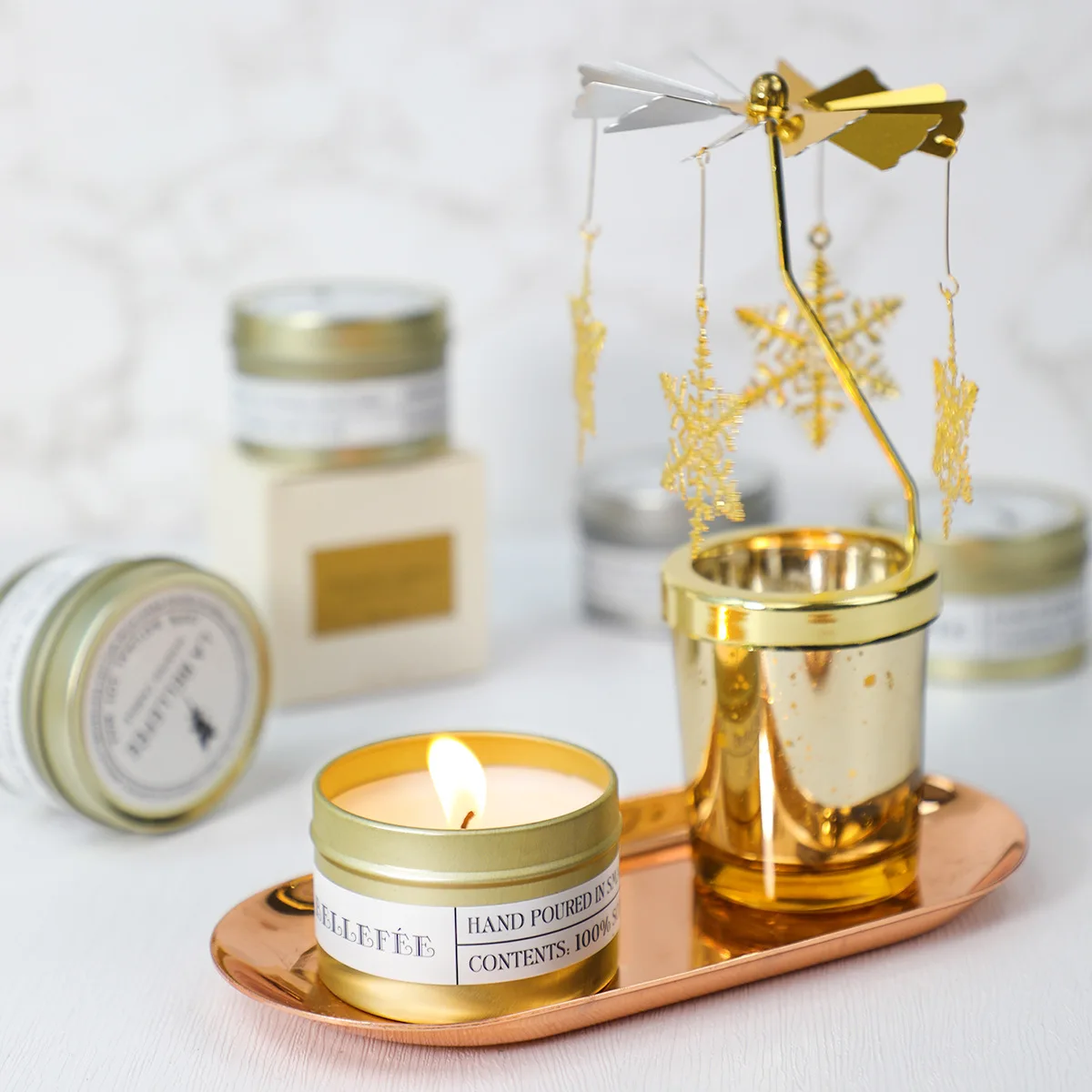 Hot Sales Wholesale Luxury Candle Set Metal Gold Aroma Jar Candle Soy