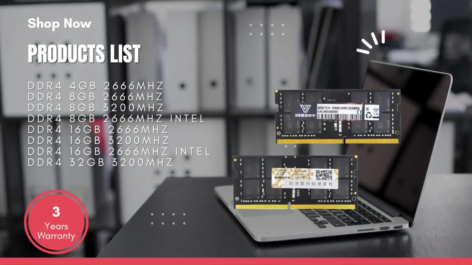 Vaseky Memory Ram DDR4 8GB 3200mhz for Laptop Luxury Performance