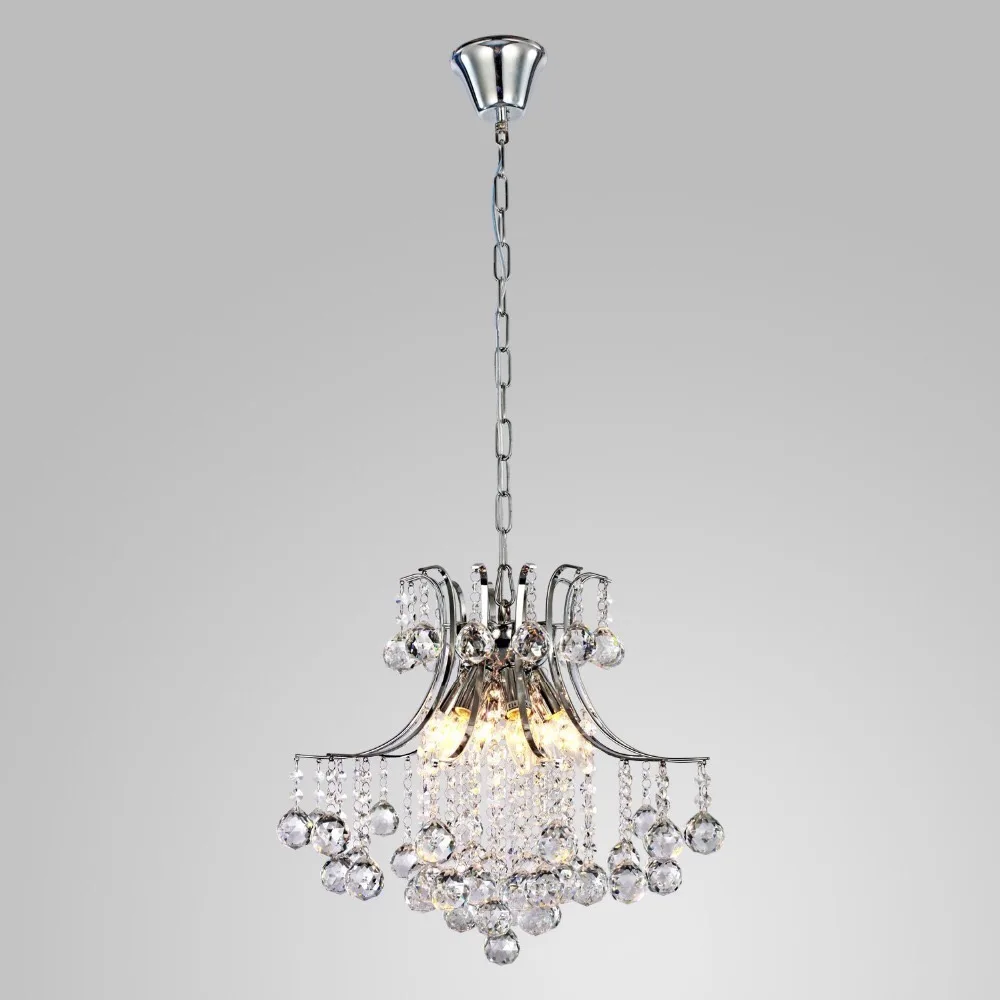 European Modern bedroom ceiling pendant light hanging iron stainless steel K9 LED Crystal ball Raindrop chandelier