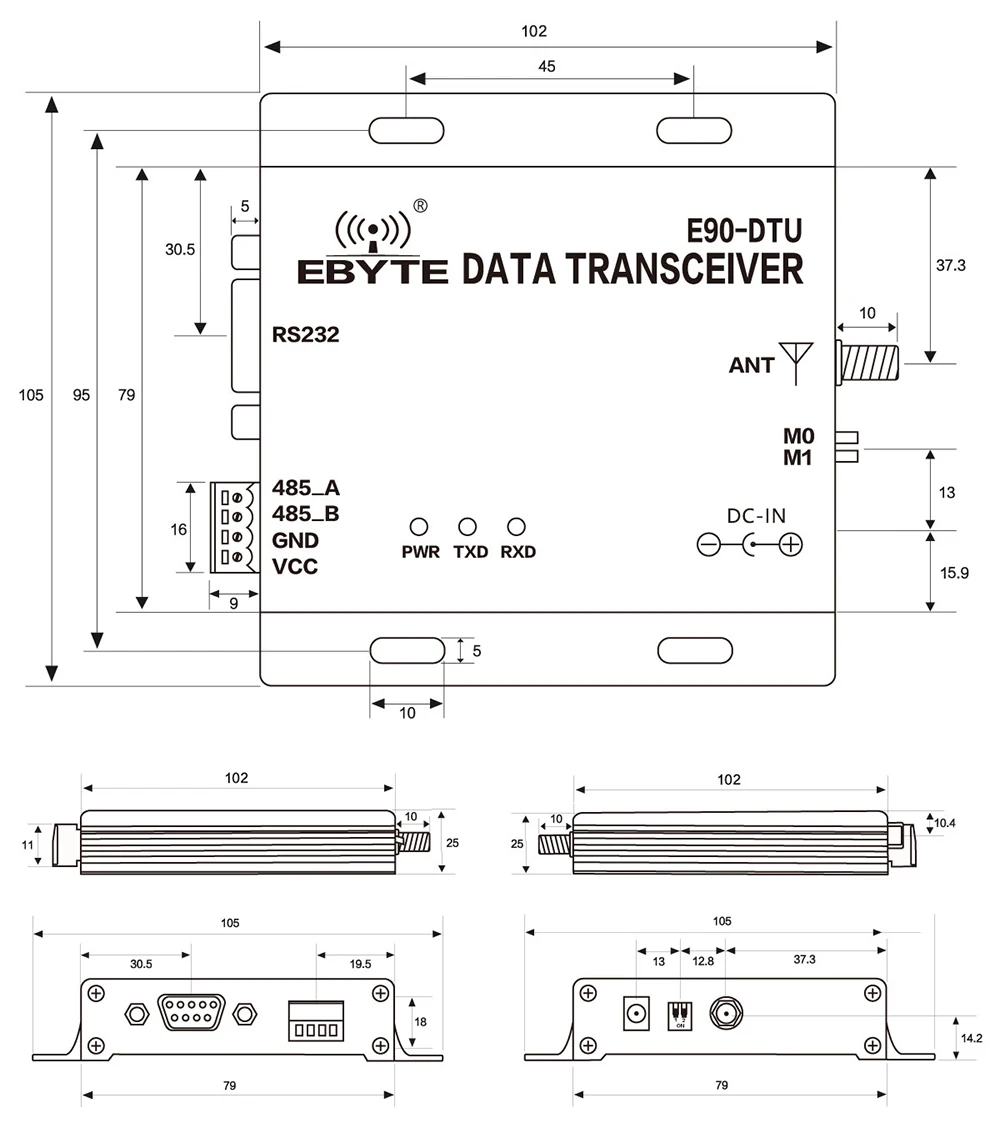 EBYTE LoRa RS232 RS485 433MHz TCXO 1W E90-DTU-433L30 Wireless Transceiver Long Range 8km PLC Transceiver Receiver Radio Modem 433 MHz LoRa 