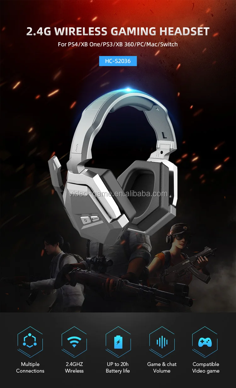 Honcam 2.4g Wireless Microphone Gaming Gamer Game Headset Ps4 For Xbox