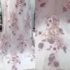 Most popular african lace fabrics 2019 nigerian pink beads bridal lace handmade appliques lace in Hangzhou