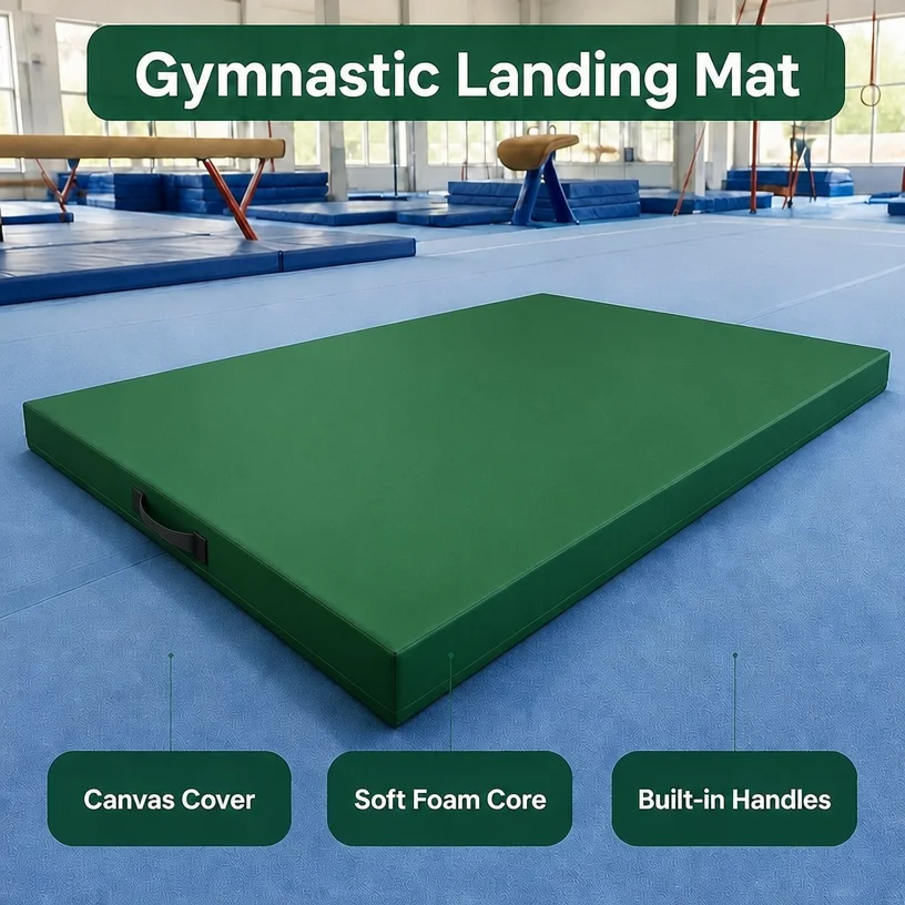 Custom Gymnastic Landing Mat Safety Soft Foam Mat Portable Kids Exercise Mats with Handles for Bars
