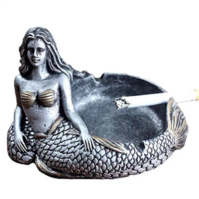 树脂/树脂烟灰缸创意烟灰缸,美人鱼烟灰缸复古雪茄烟灰缸家居装饰酒吧