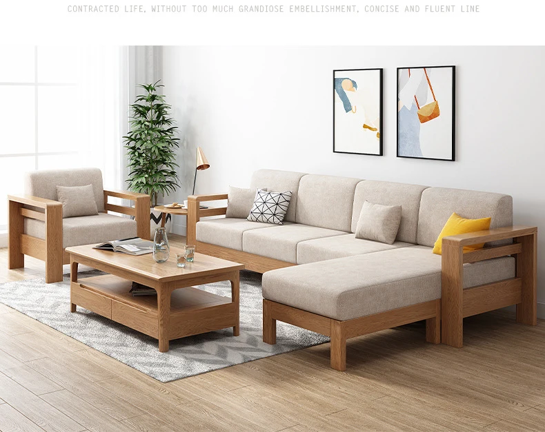 product-Modern Living Room FurnitureL-Shaped wooden Solid Linen Fabric Sectional Sofa Couch Set-Boom-1